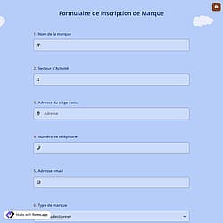 Formulaire de Inscription de Marque