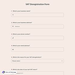 VAT Deregistration Form