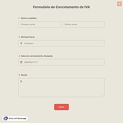 Formulário de Cancelamento de IVA