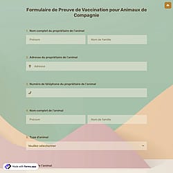Formulaire de Preuve de Vaccination pour Animaux de Compagnie