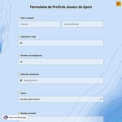 Formulaire de Profil de Joueur de Sport