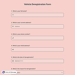 Vehicle Deregistration Form