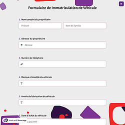 Formulaire de Immatriculation de Véhicule
