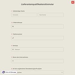 Lieferantenqualifikationsformular