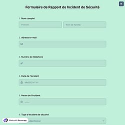Formulaire de Rapport de Incident de Sécurité
