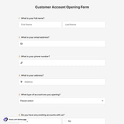 Customer Account Opening Form