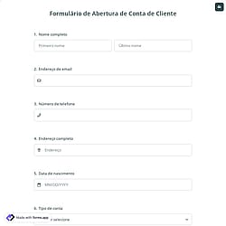 Formulário de Abertura de Conta de Cliente