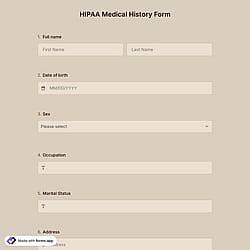 HIPAA Medical History Form