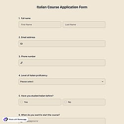 Italian Course Application Form