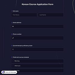 Korean Course Application Form