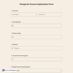 Hungarian Course Application Form