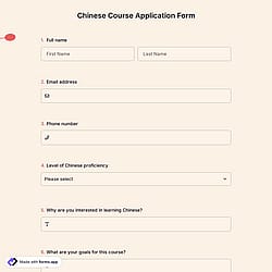 Chinese Course Application Form