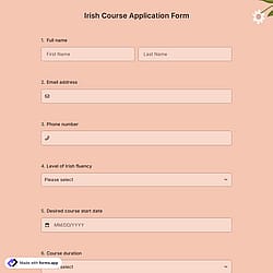 Irish Course Application Form