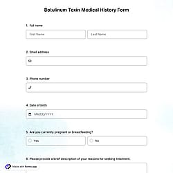 Botulinum Toxin Medical History Form