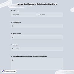 Mechanical Engineer Job Application Form