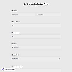 Auditor Job Application Form