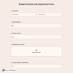 Budget Analyst Job Application Form