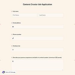 Content Creator Job Application Form