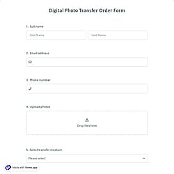 Digital Photo Transfer Order Form