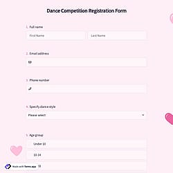 Dance Competition Registration Form
