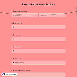 Birthday Party Reservation Form