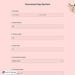 Tournament Sign Up Form