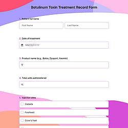 Botulinum Toxin Treatment Record Form