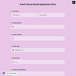 Event Venue Rental Application Form