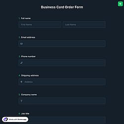 Online Business Card Order Form