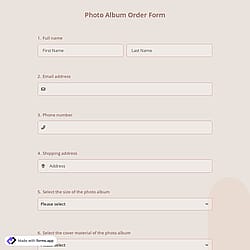 Photo Album Order Form