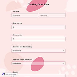 Tote Bag Order Form
