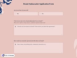 Brand Ambassador Application Form Template
