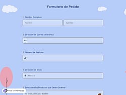 Plantilla de formulario de pedido en línea