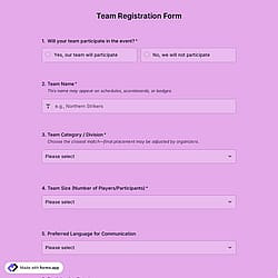 Team Registration Form