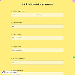 T-Shirt-Vorbestellungsformular