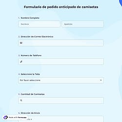 Formulario de pedido anticipado de camisetas