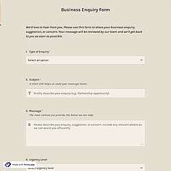 Business Enquiry Form