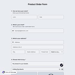 Product Order Form Template