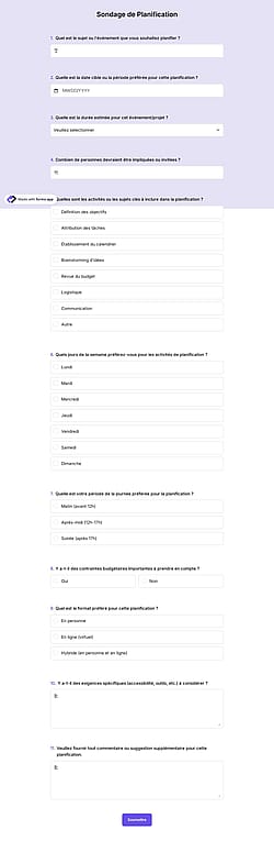 Sondage de planification