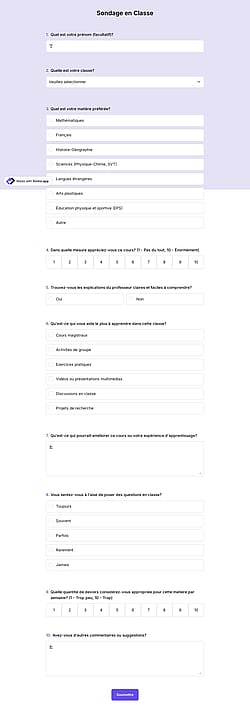 Sondage en classe