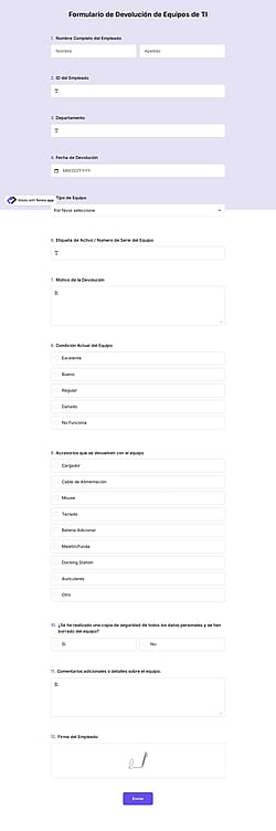 Formulario de devolución de equipo de TI