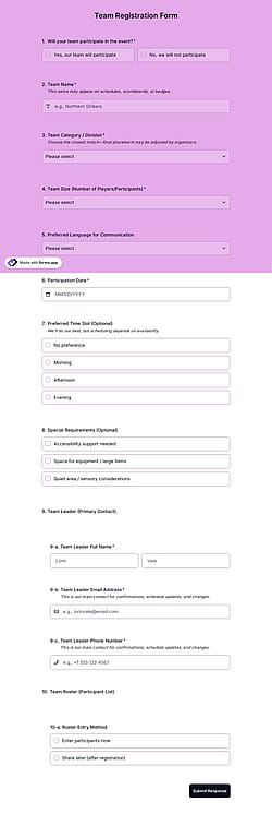 Team Registration Form