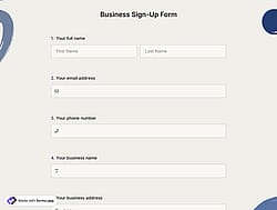 Business Sign-Up Form