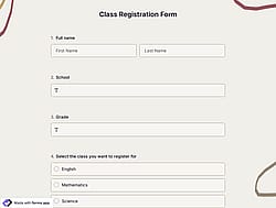 Class Registration Form