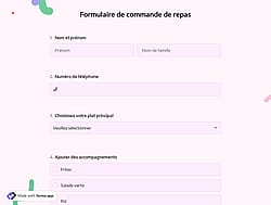Formulaire de commande de traiteur