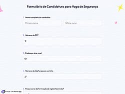 Formulário de Candidatura a Vaga de Vigilante