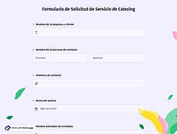 Formulario de pedido de catering