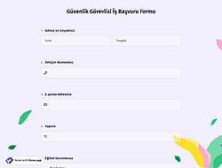 Güvenlik Görevlisi İş Başvuru Formu