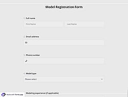 Model Registration Form