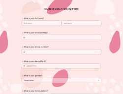 Student Data Tracking Form